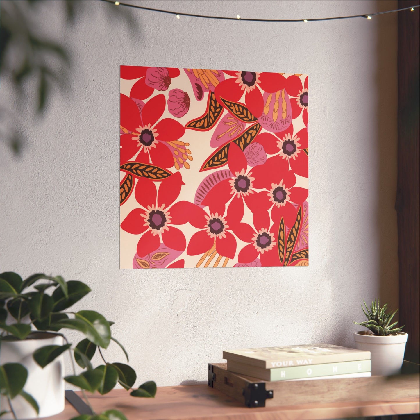 Floral Pop Matte Vertical Poster — Bold Red Blossoms Wall Art