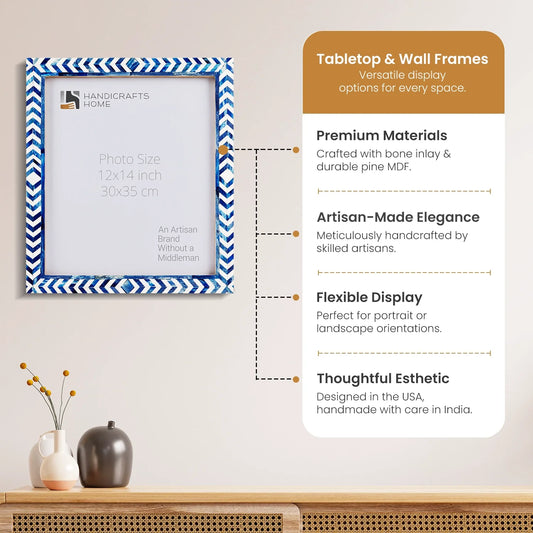 Poster Frames Taj Pattern Collection Bone, Resin Inlay, Blue, 4 Sizes