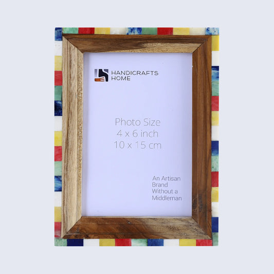Picture Frame Fairground Circus Collection wood , bone inlay Multi-Color – 4x6 & 5x7"