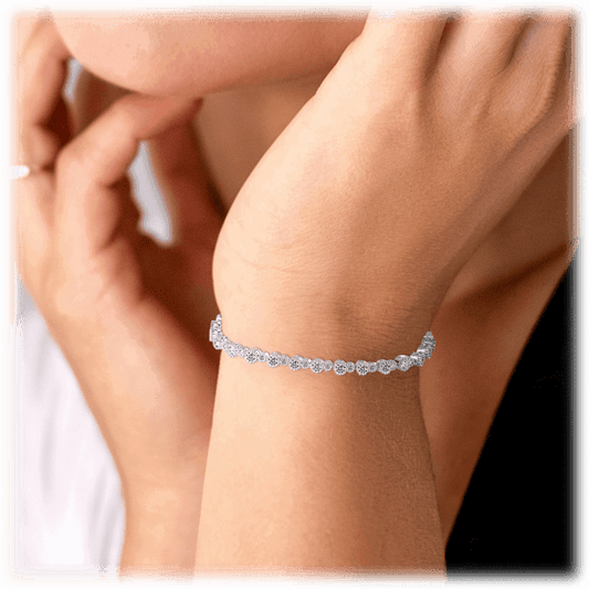 Round Cut Cubic Zirconia Tennis Bracelet with Round Cut Cubic Zirconia