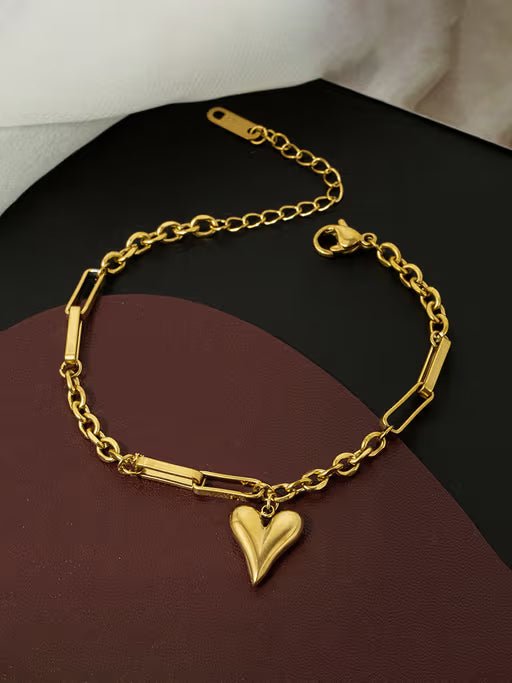 Anti-Tarnish Gold Heart Charm Bracelet -Dainty & Durable Love Jewelry