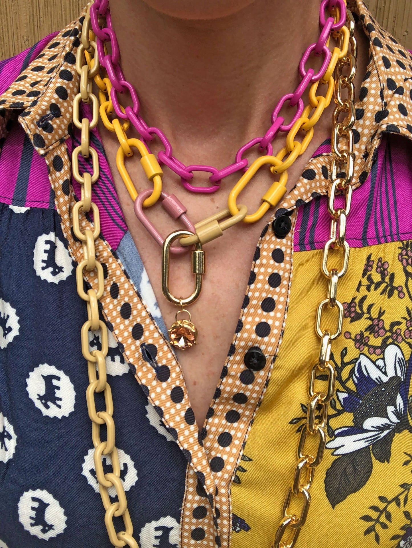 Luxe Link Enamel Chain Necklace, Gold