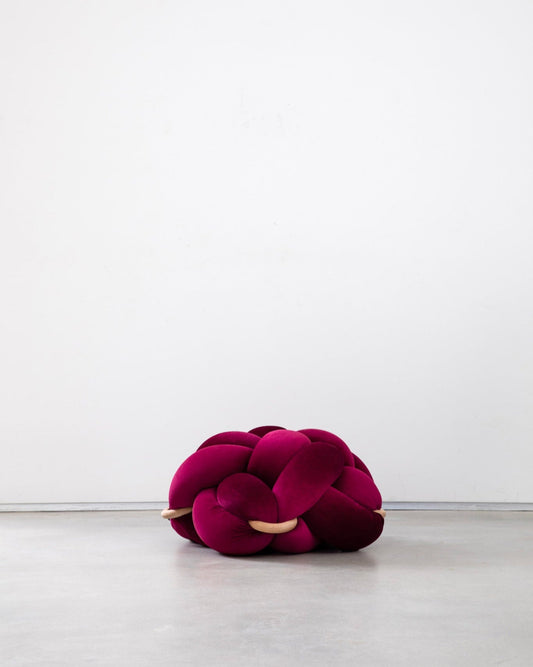 (M) Burgundy Knot Ottoman