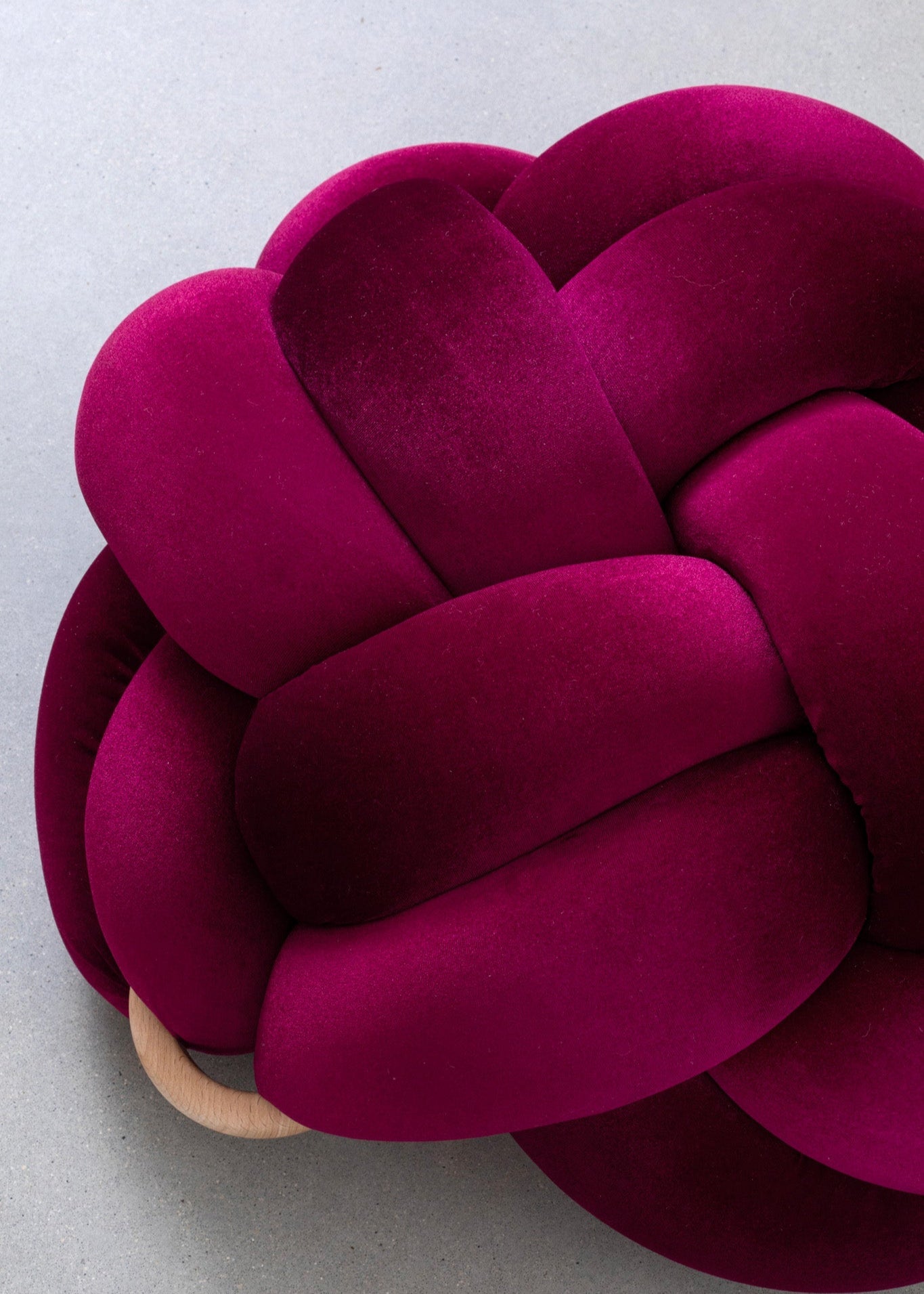 (M) Burgundy Knot Ottoman