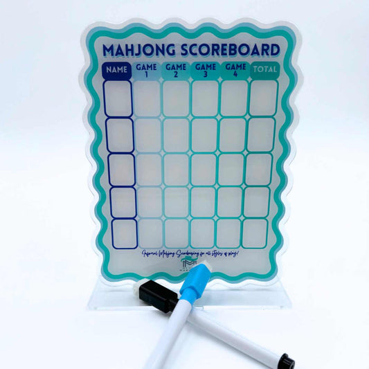 Mahjong Acrylic Dr Erase Scorecard: Blue/Green