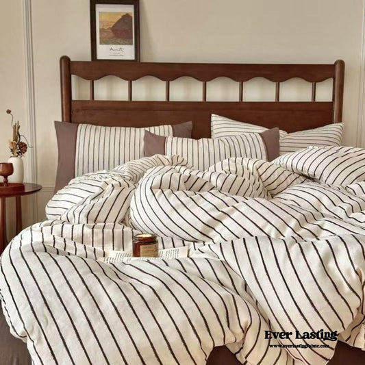 Camille French Stripe Bedding Set / Brown