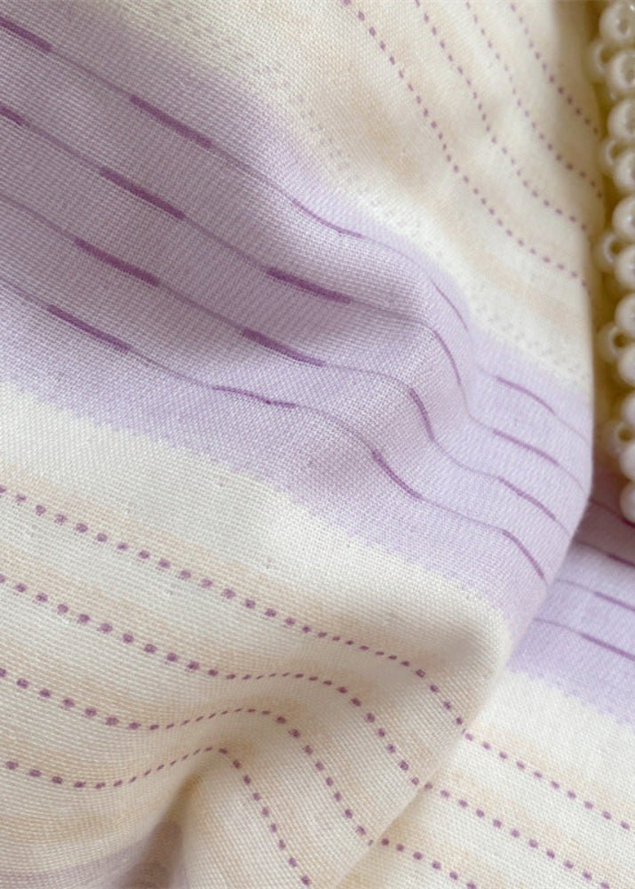 Cecilia Lace Ruffle Double Gauze Striped Bedding Set / Blue