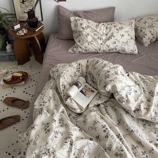 Cottage Floral Bedding Set / Dusty Purple