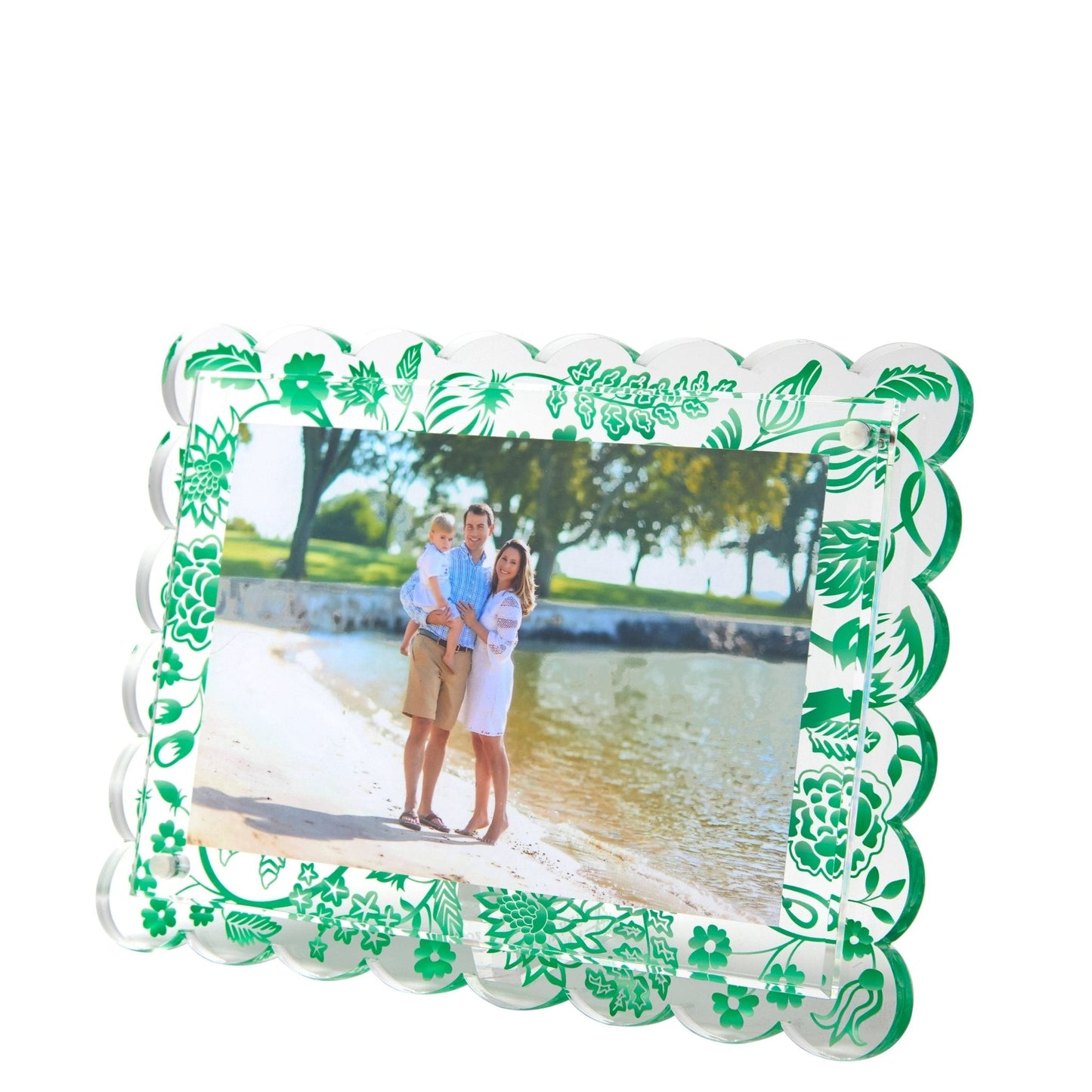 Green Toile Acrylic Scallop Frame