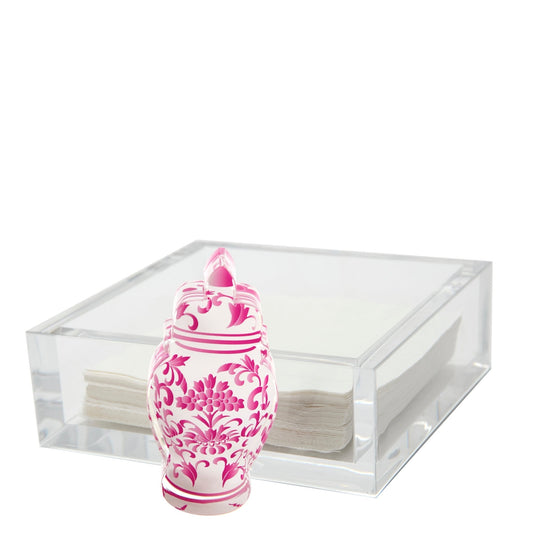 Pink Ginger Jar Acrylic Cocktail Napkin Holder