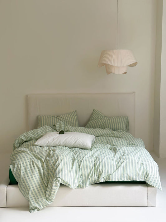 Refreshing Stripe Bedding Set / Forest Green