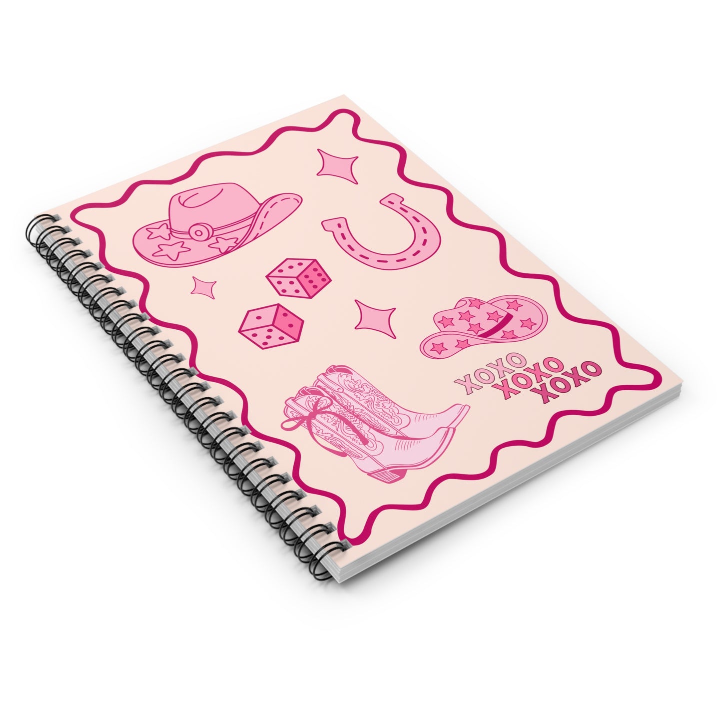 Cowgirl Love - Pink Western Valentine's Day Spiral Journal Notebook