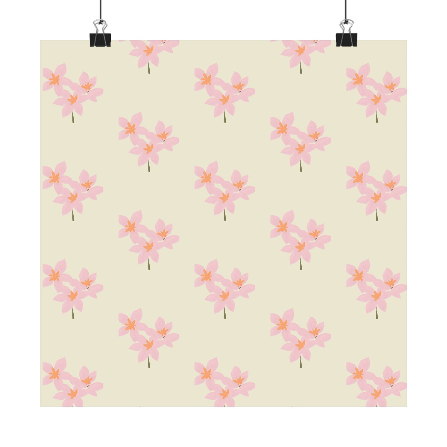 Floral Pink Blossom Matte Poster — Minimal Botanical Wall Art
