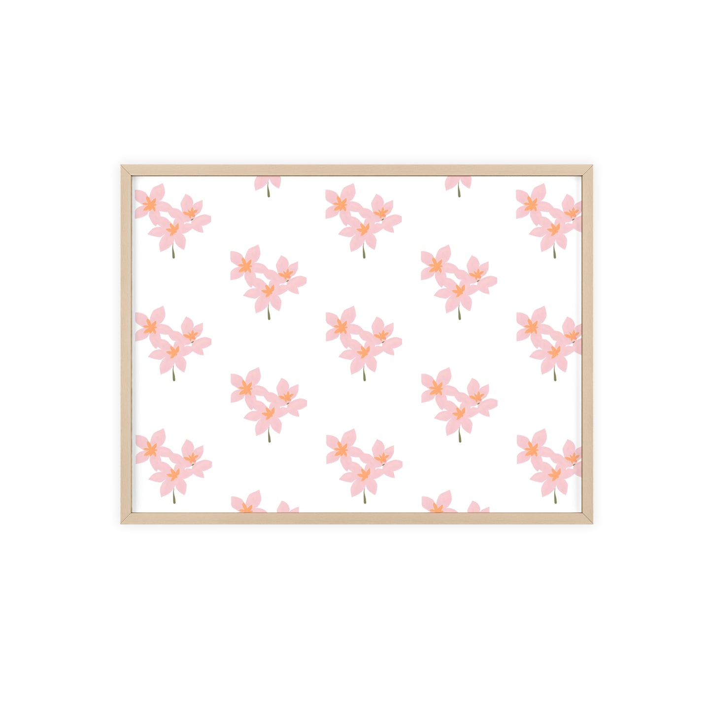 Floral Pink Blossom Poster (Framed) — Wooden Frame Wall Art