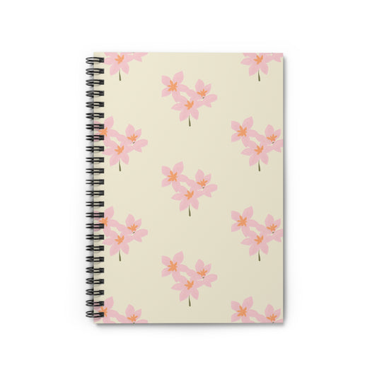 Floral Spiral Notebook — Pink Cherry Blossom Ruled Journal