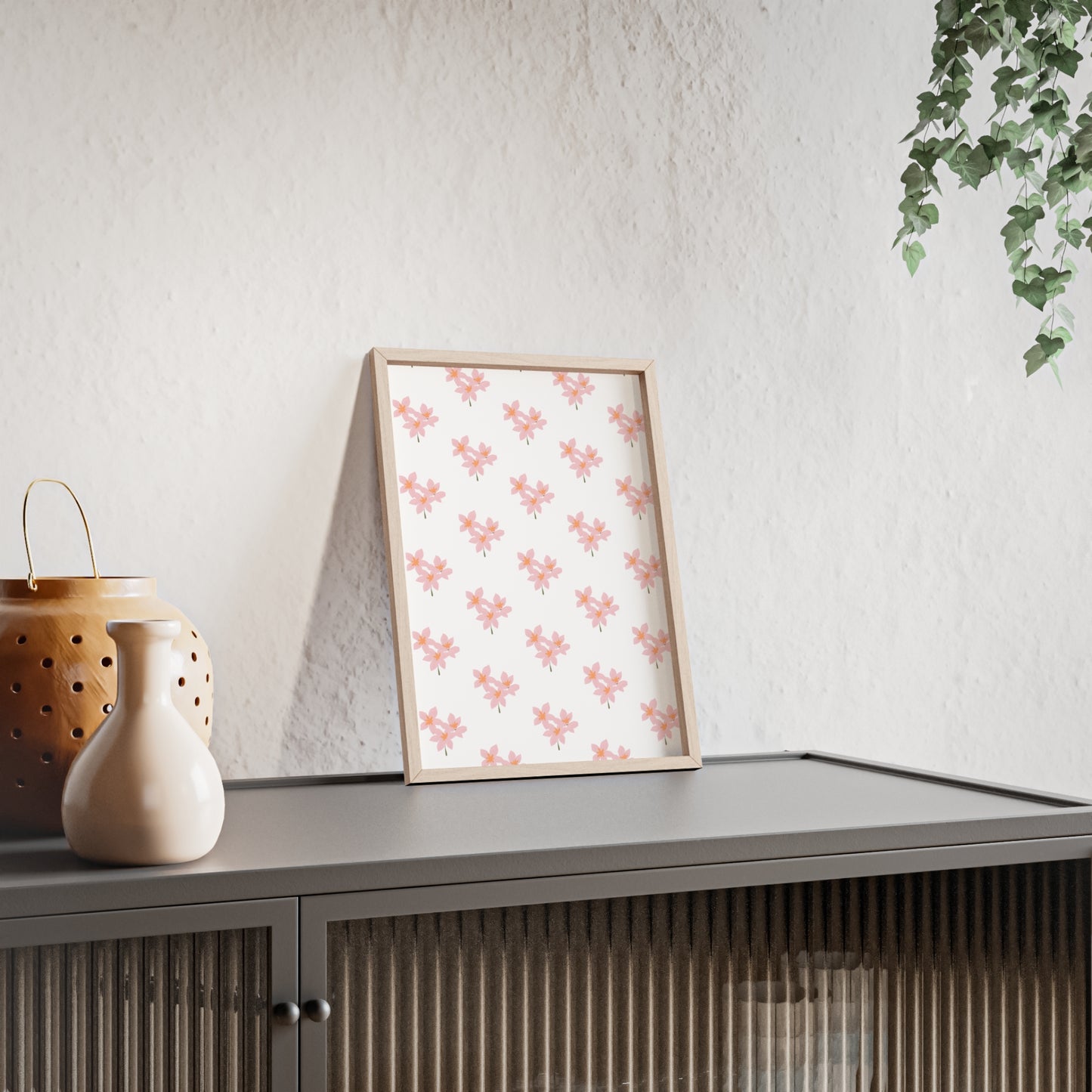 Floral Pink Blossom Poster (Framed) — Wooden Frame Wall Art