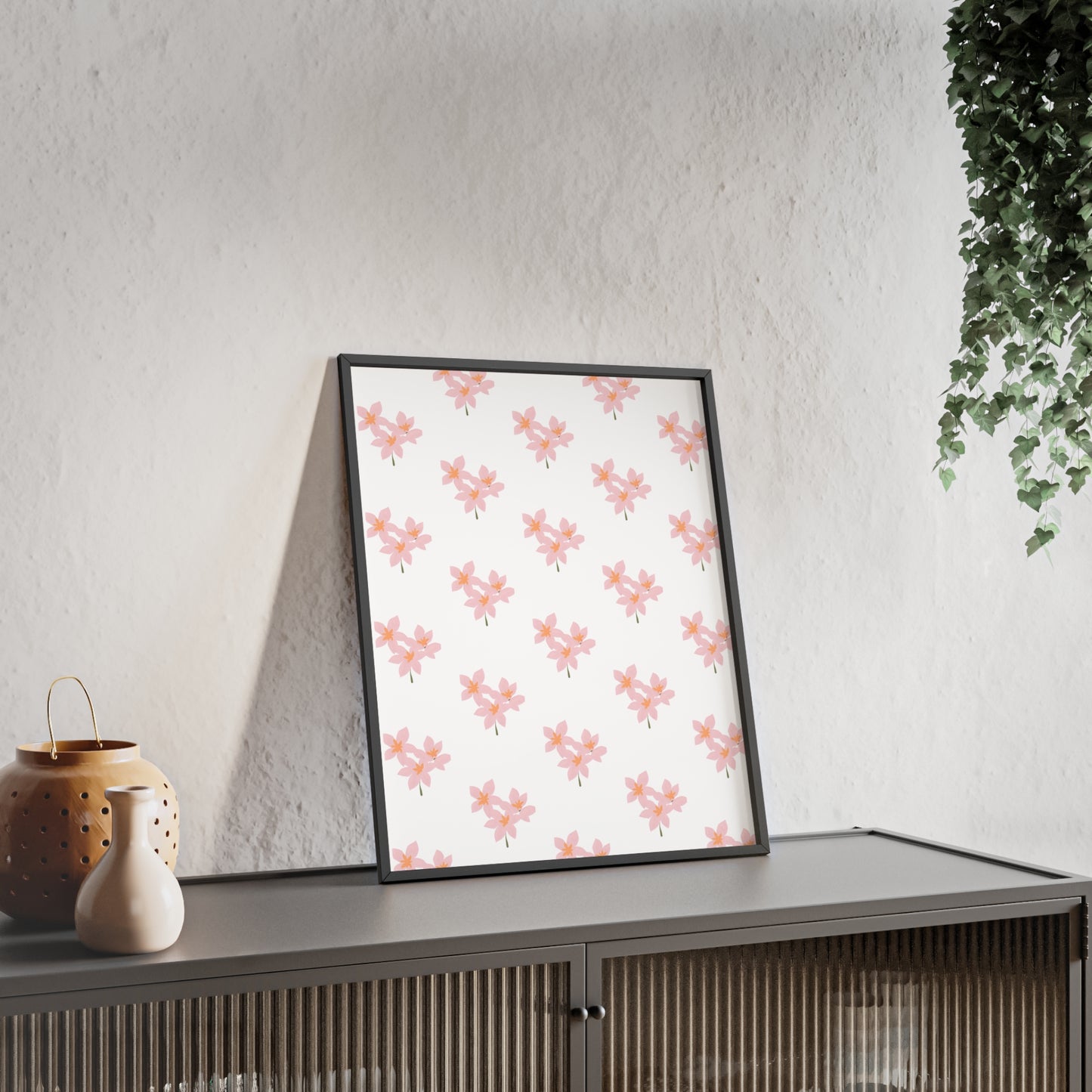 Floral Pink Blossom Poster (Framed) — Wooden Frame Wall Art