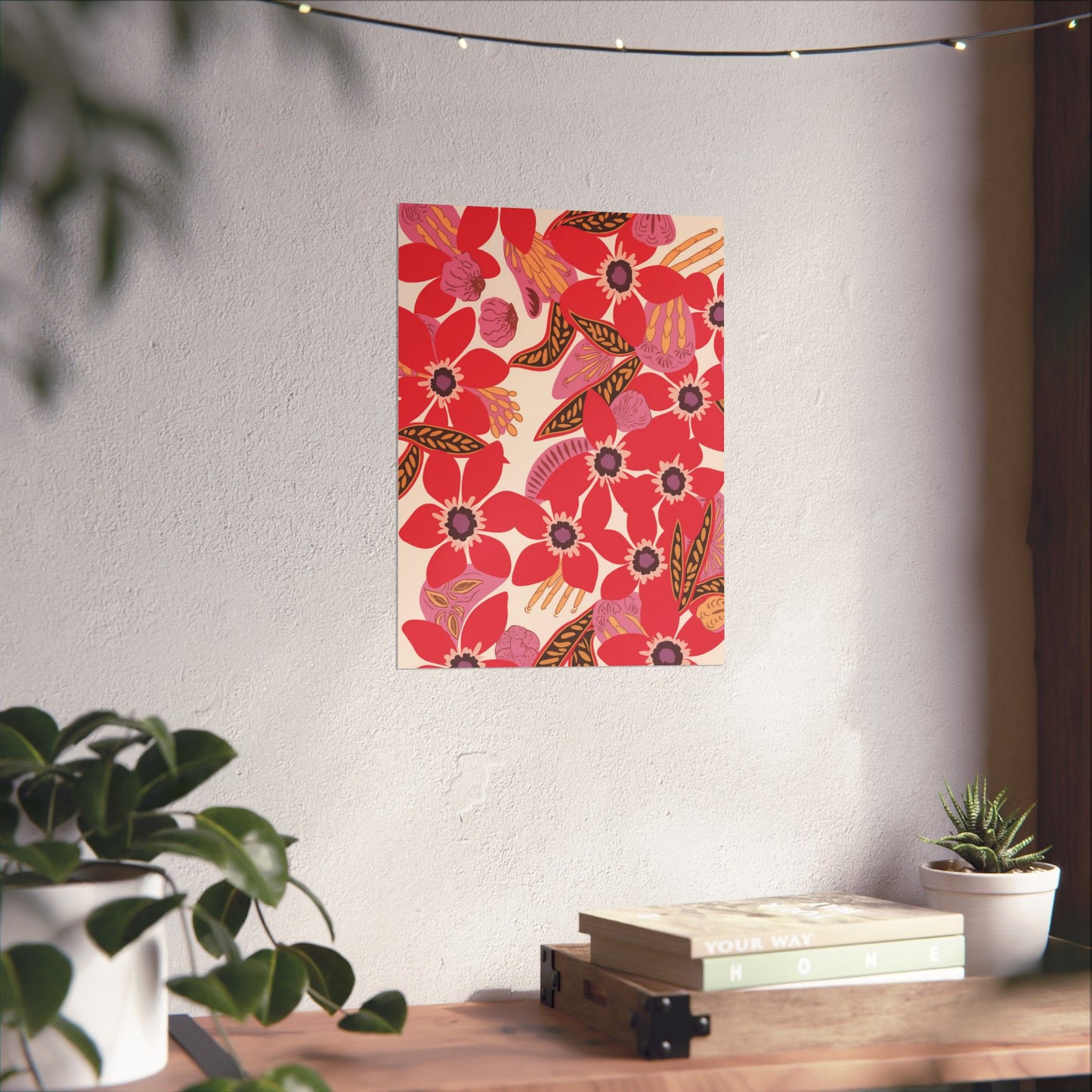 Floral Pop Matte Vertical Poster — Bold Red Blossoms Wall Art