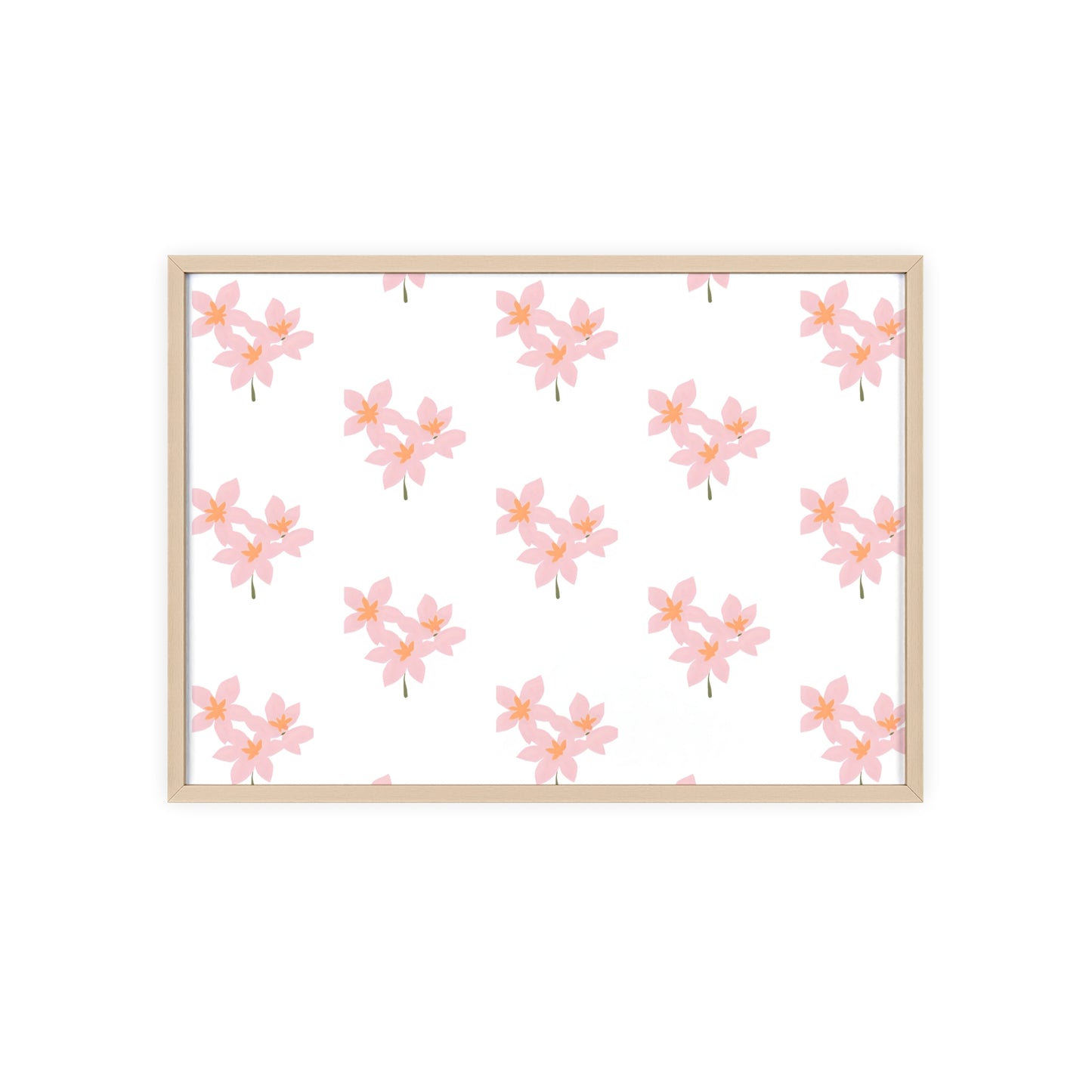 Floral Pink Blossom Poster (Framed) — Wooden Frame Wall Art