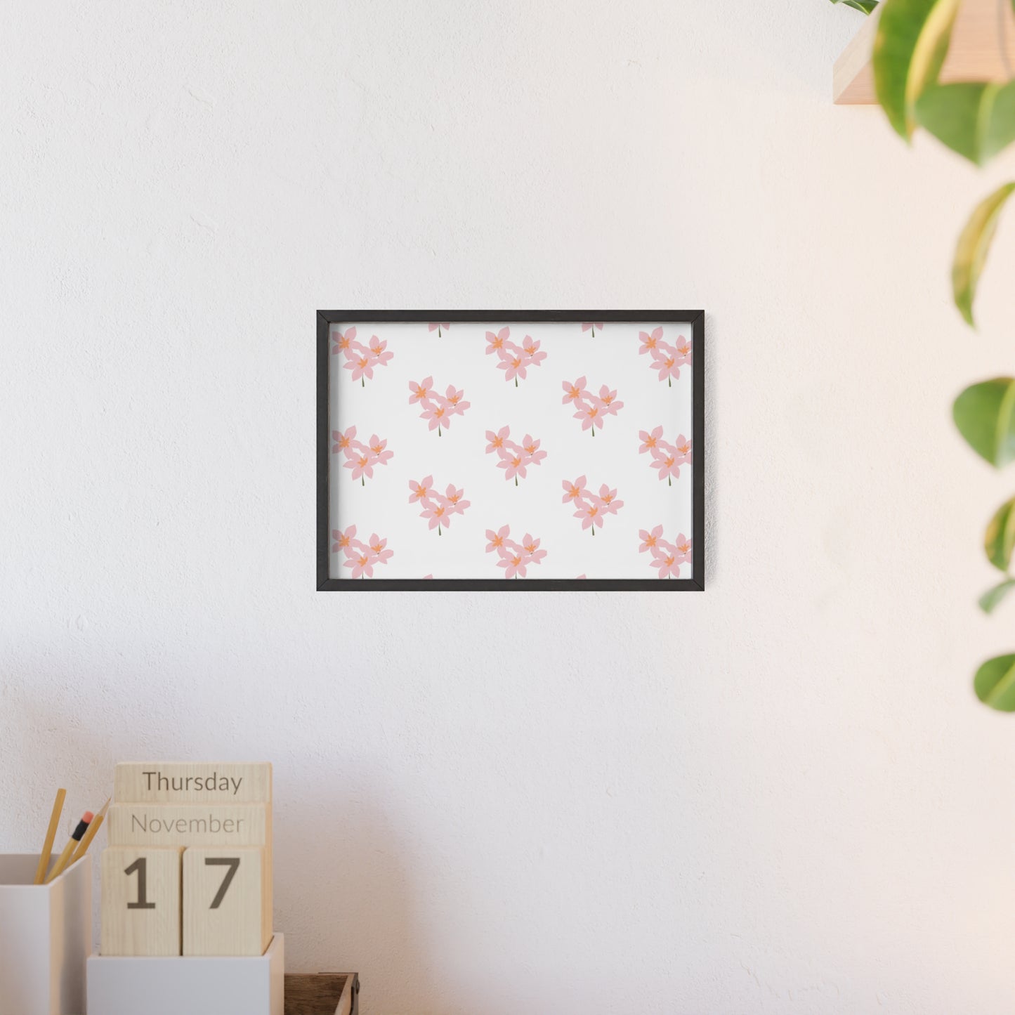 Floral Pink Blossom Poster (Framed) — Wooden Frame Wall Art