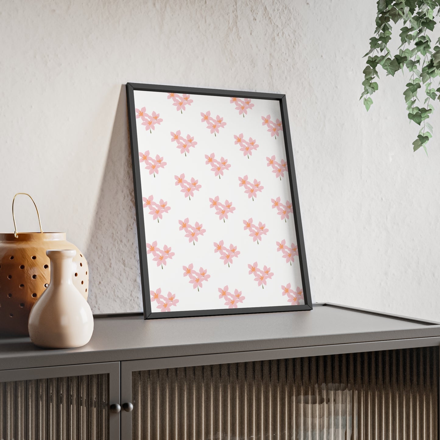 Floral Pink Blossom Poster (Framed) — Wooden Frame Wall Art