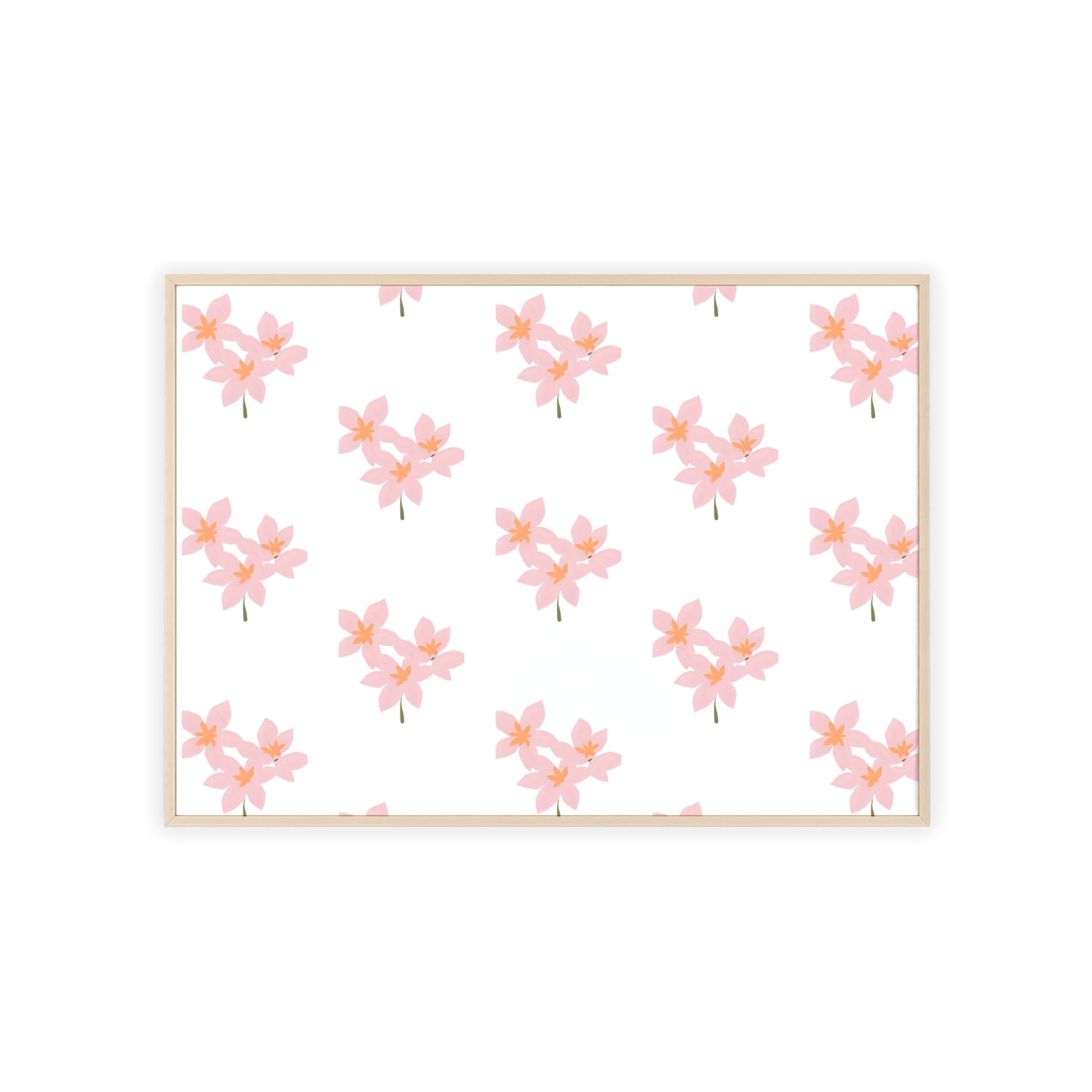 Floral Pink Blossom Poster (Framed) — Wooden Frame Wall Art