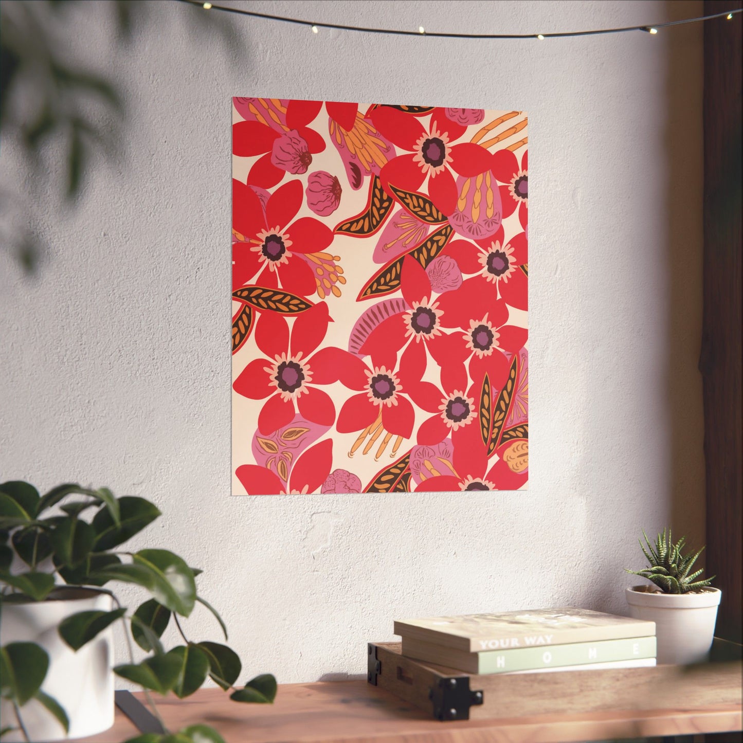 Floral Pop Matte Vertical Poster — Bold Red Blossoms Wall Art