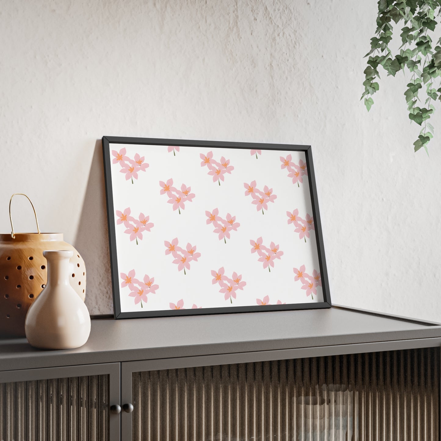 Floral Pink Blossom Poster (Framed) — Wooden Frame Wall Art