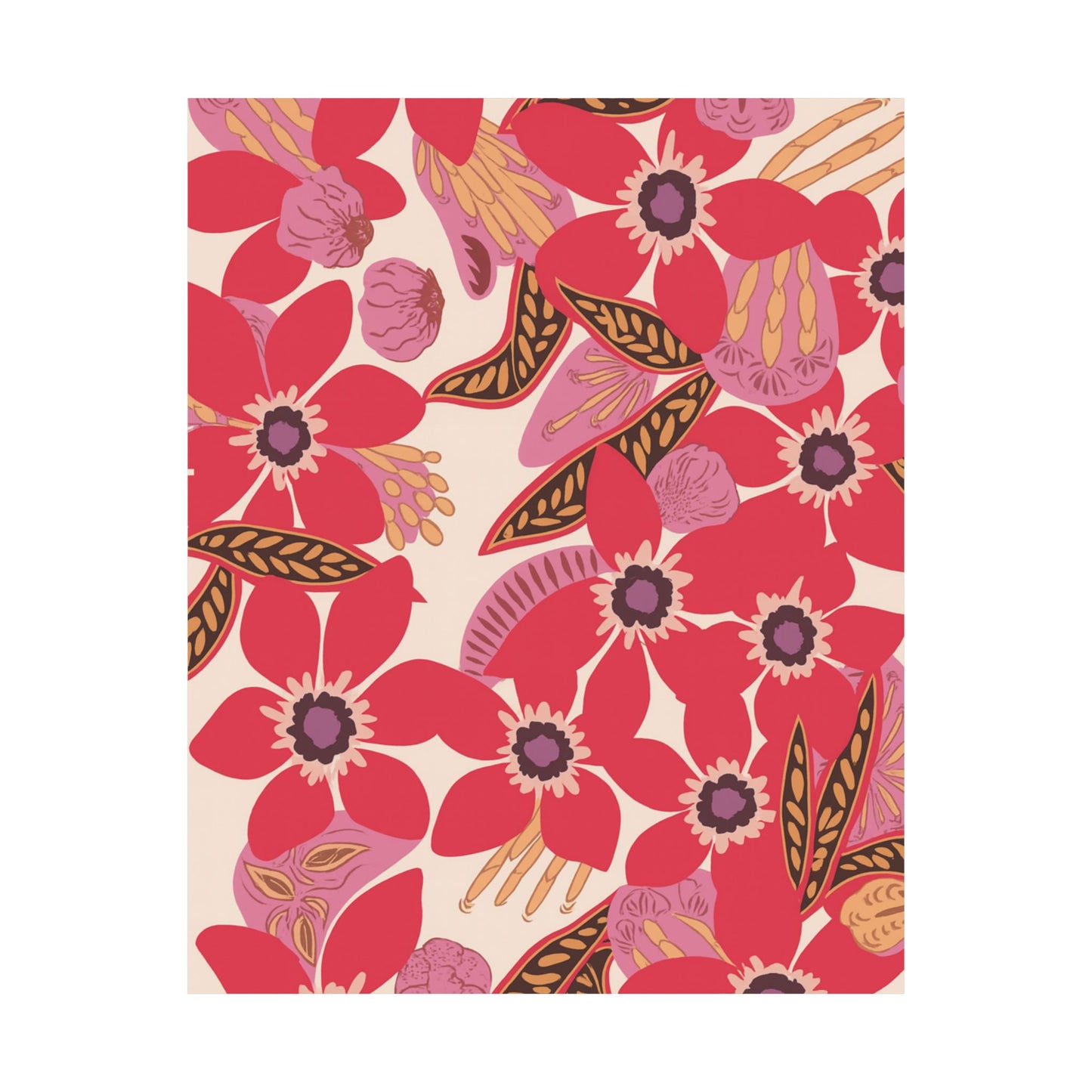 Floral Pop Matte Vertical Poster — Bold Red Blossoms Wall Art