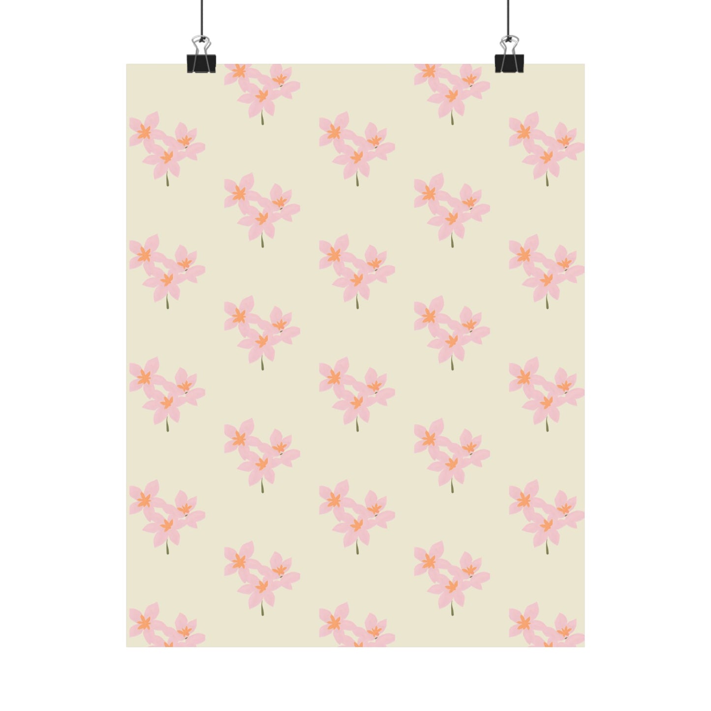 Floral Pink Blossom Matte Poster — Minimal Botanical Wall Art