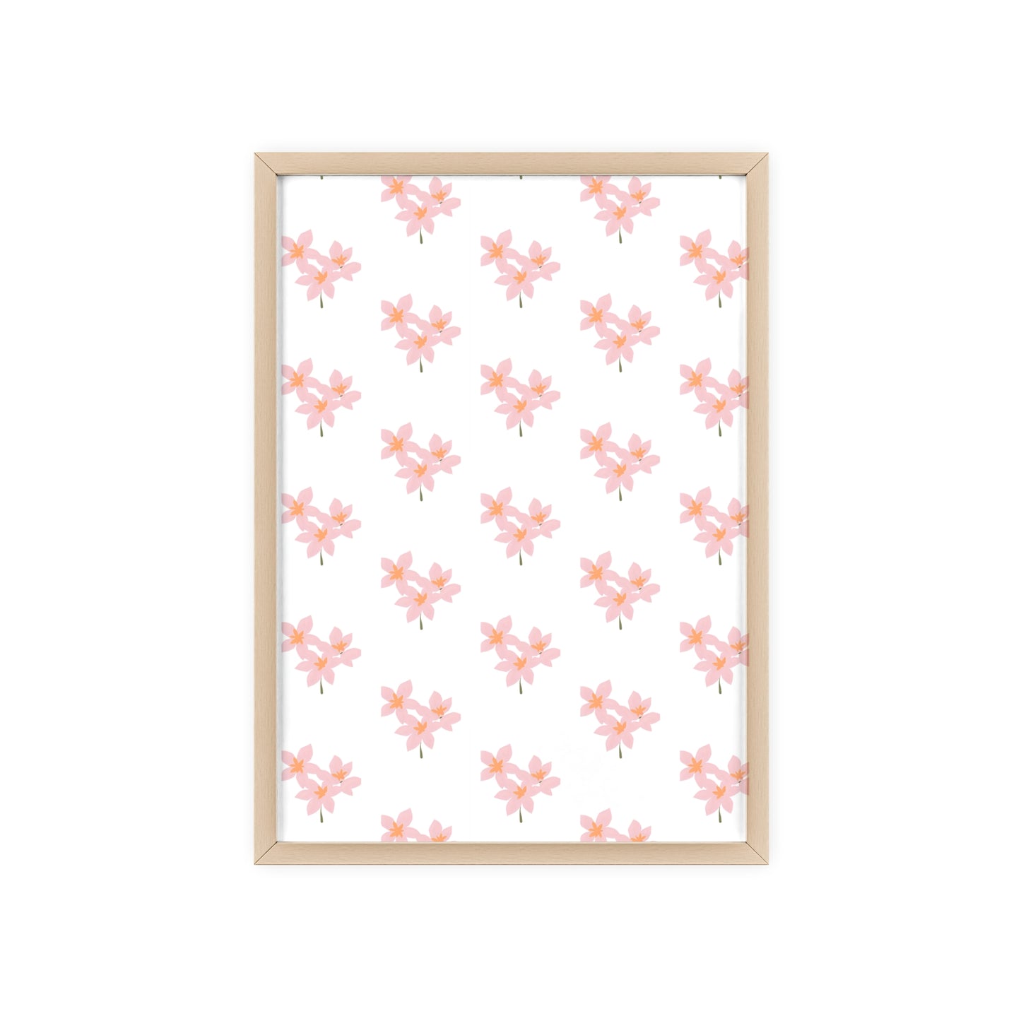 Floral Pink Blossom Poster (Framed) — Wooden Frame Wall Art