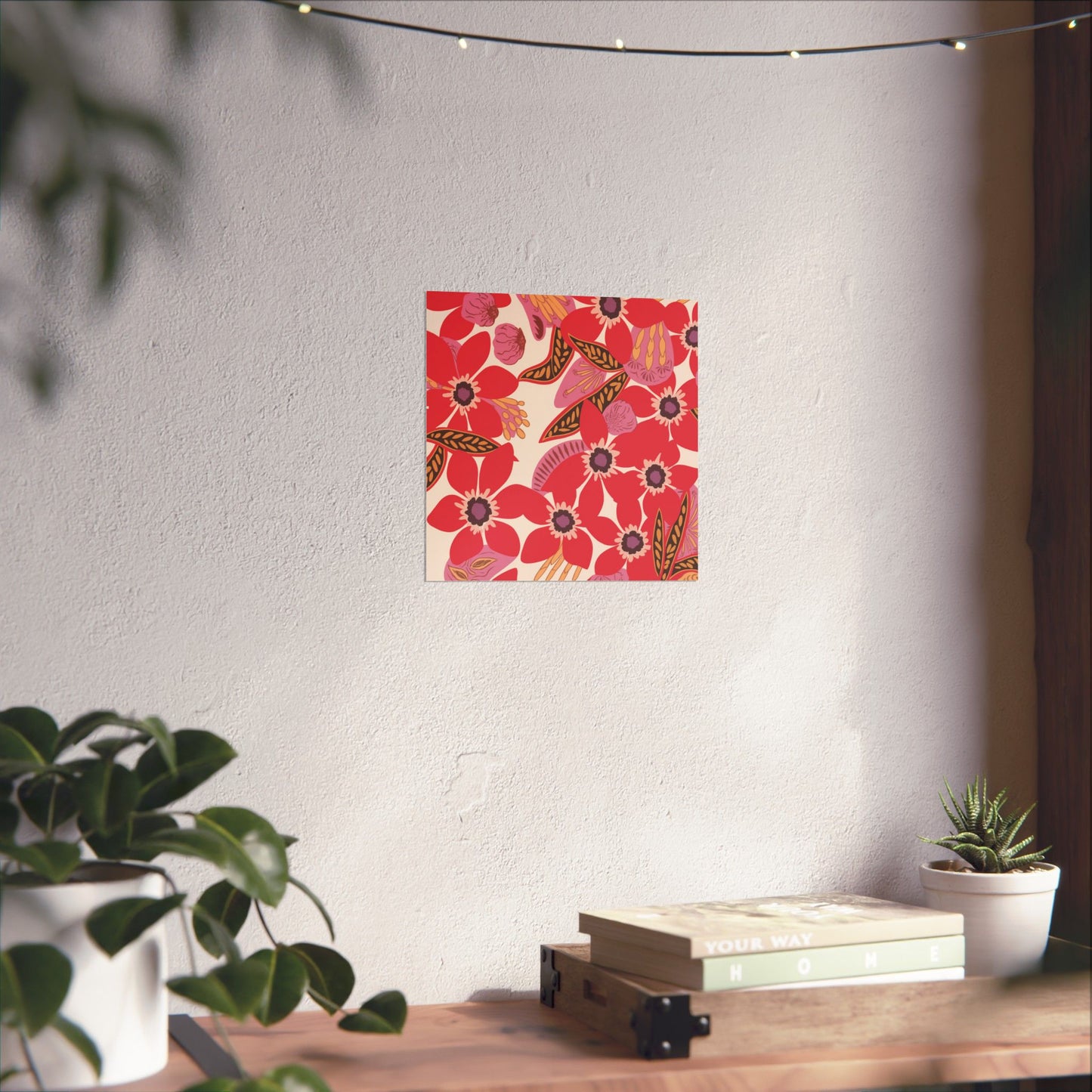 Floral Pop Matte Vertical Poster — Bold Red Blossoms Wall Art