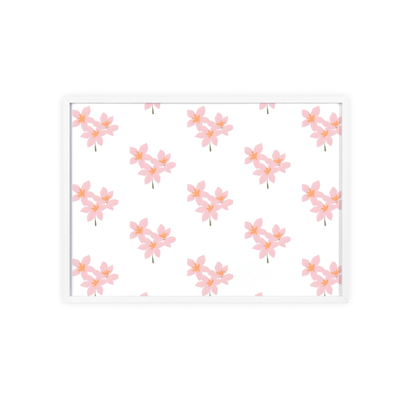 Floral Pink Blossom Poster (Framed) — Wooden Frame Wall Art