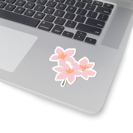 Pink Floral Sticker — Kiss-Cut Cherry Blossom Vinyl Sticker