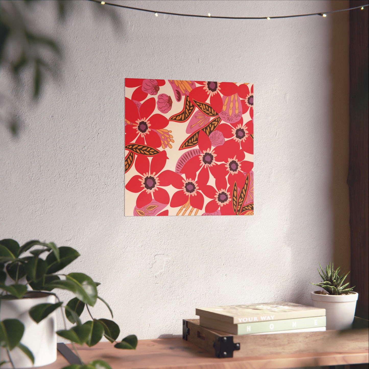 Floral Pop Matte Vertical Poster — Bold Red Blossoms Wall Art
