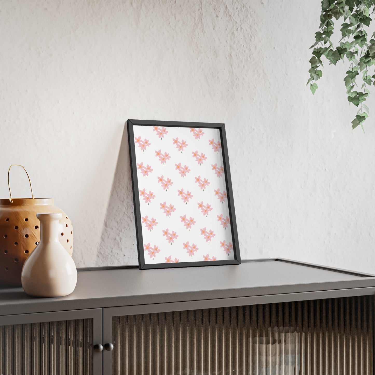 Floral Pink Blossom Poster (Framed) — Wooden Frame Wall Art
