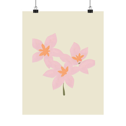 Floral Pink Blossom Matte Poster — Minimal Botanical Wall Art