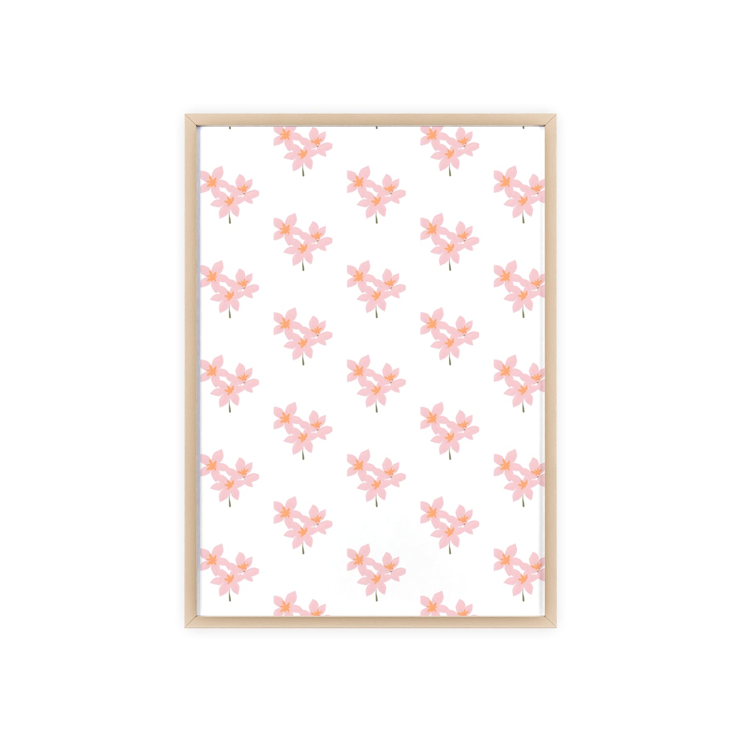 Floral Pink Blossom Poster (Framed) — Wooden Frame Wall Art