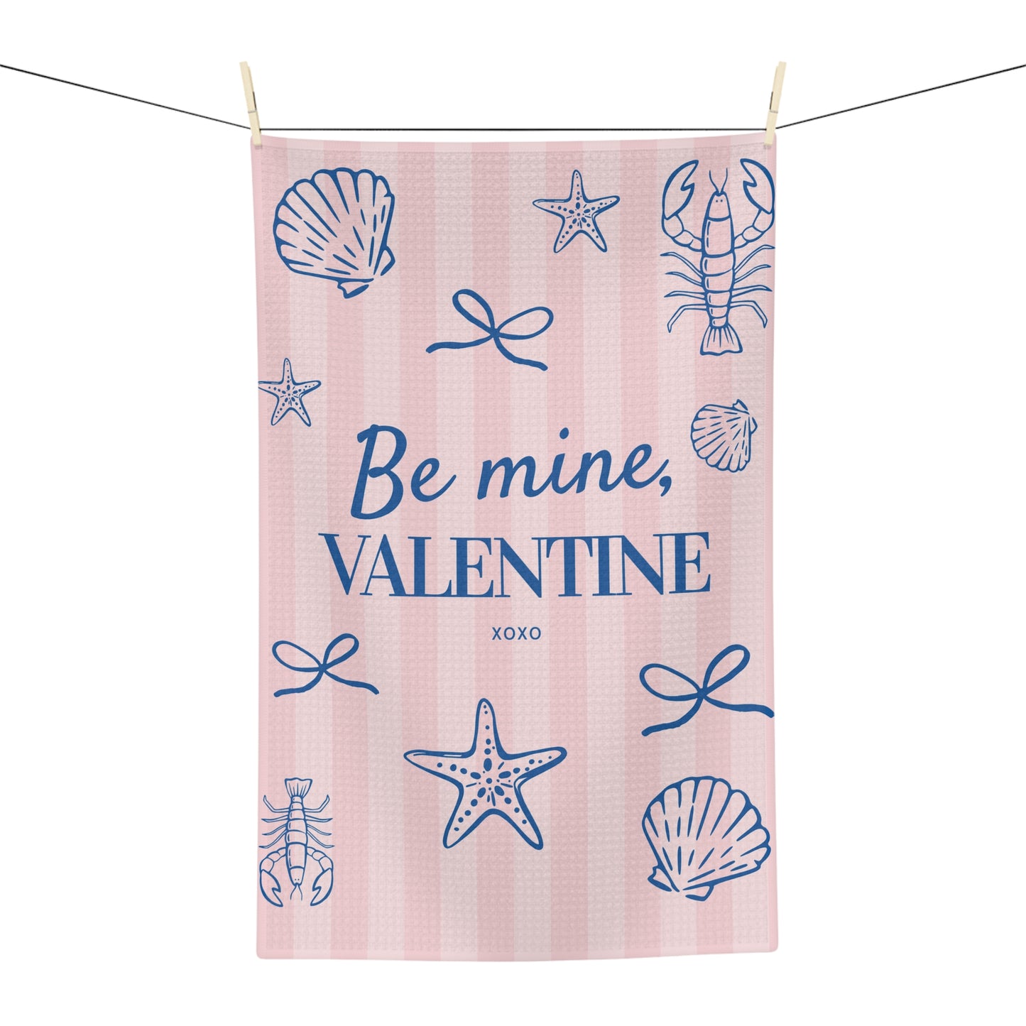 Be Mine, Valentine - Pink Coastal Kitchen Tea Towel