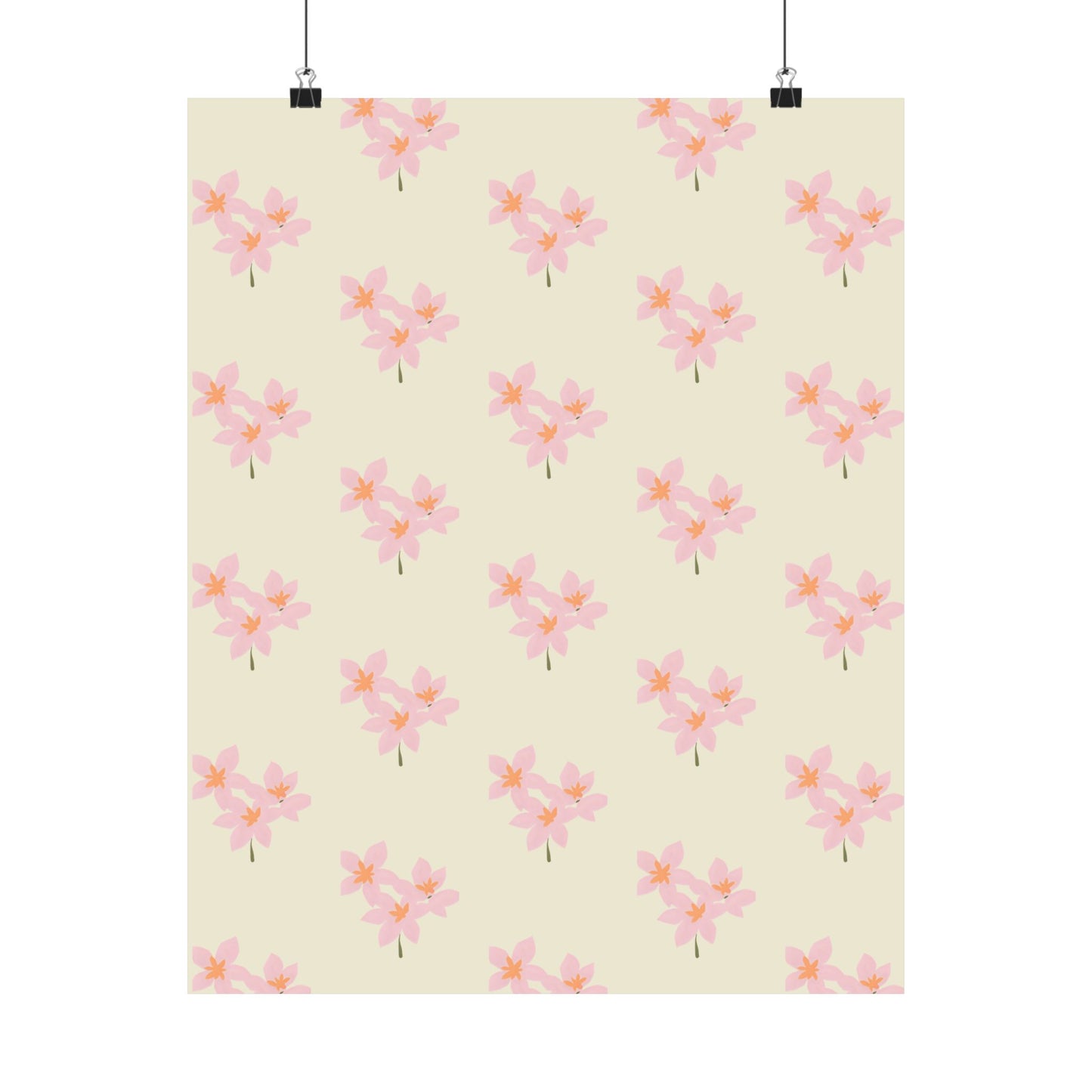 Floral Pink Blossom Matte Poster — Minimal Botanical Wall Art