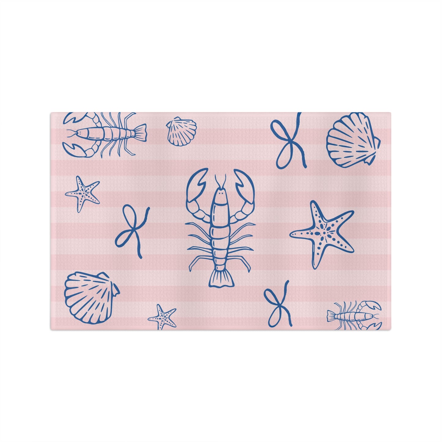 Be My Lobster Tea Towel — Pink Striped Coastal Kitchen Towel