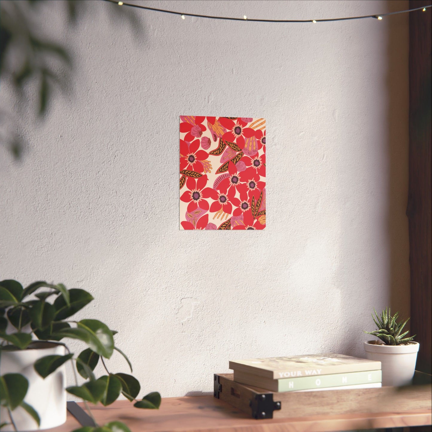 Floral Pop Matte Vertical Poster — Bold Red Blossoms Wall Art