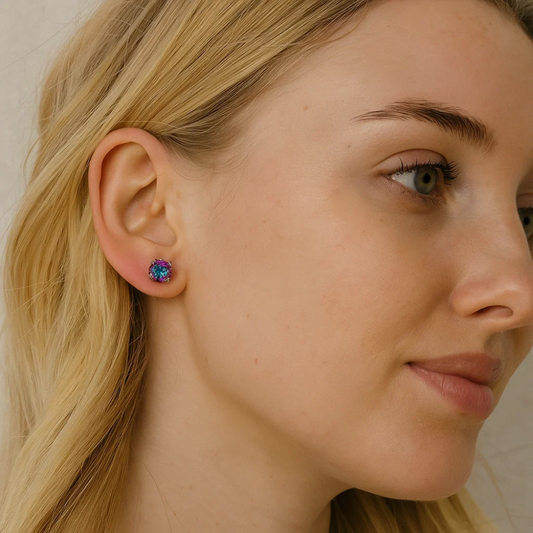 Half Carat Round Cut Topaz Stud Earrings