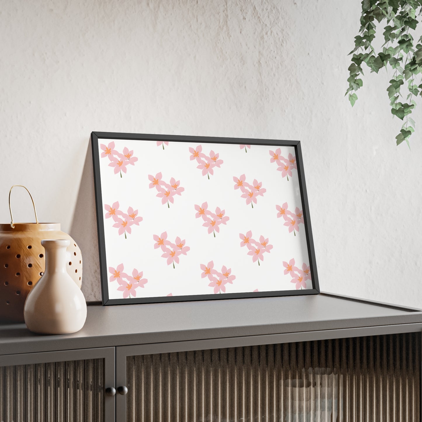 Floral Pink Blossom Poster (Framed) — Wooden Frame Wall Art