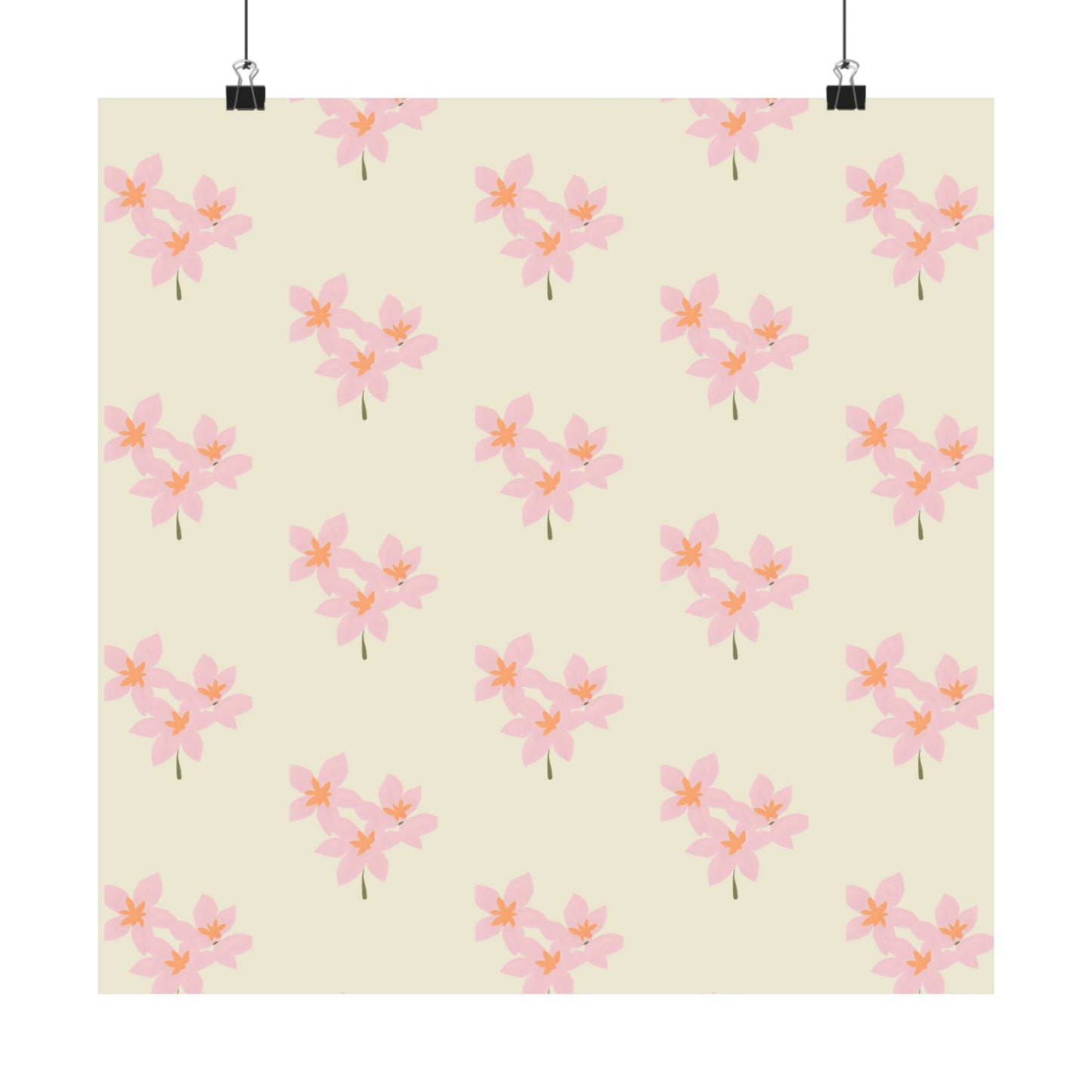 Floral Pink Blossom Matte Poster — Minimal Botanical Wall Art