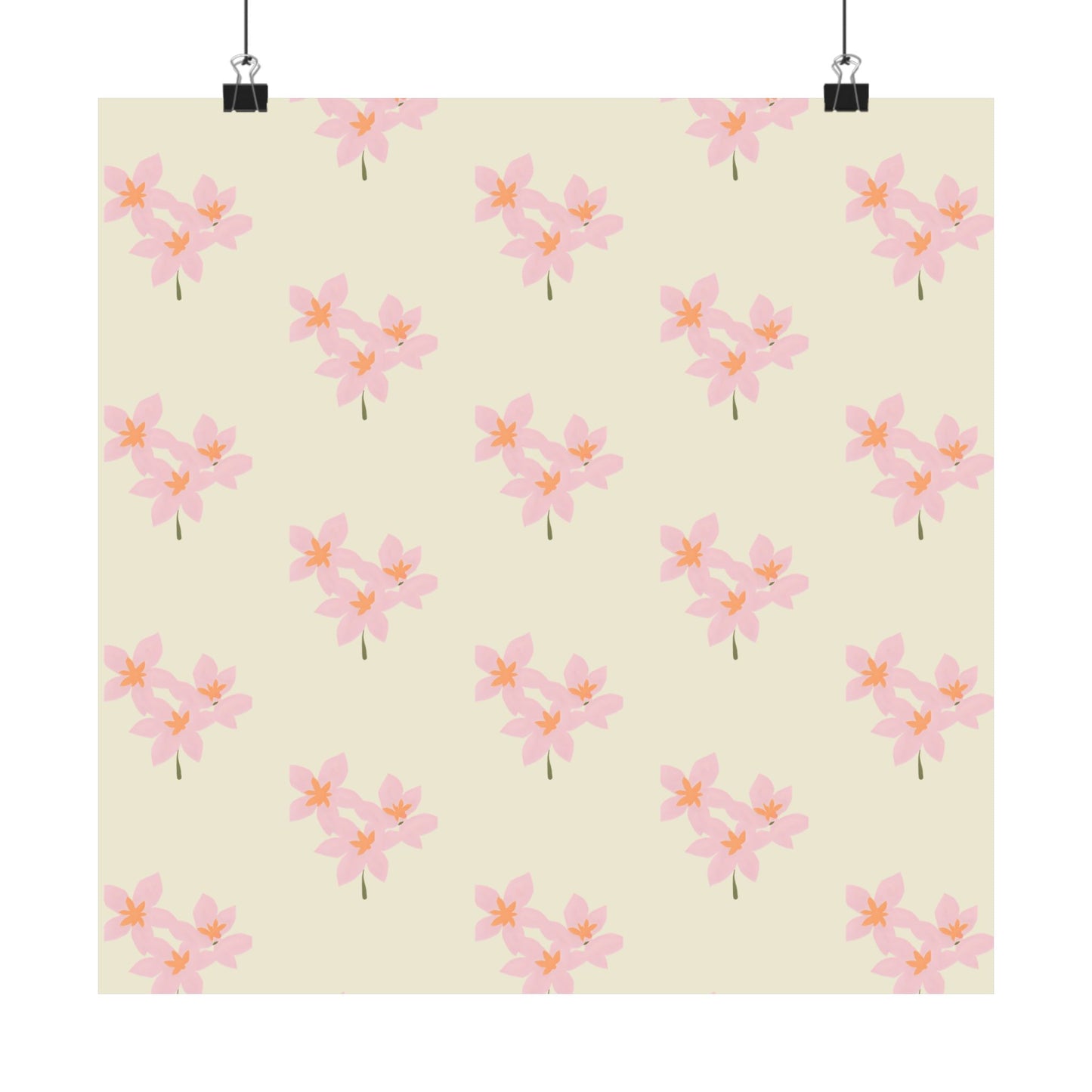 Floral Pink Blossom Matte Poster — Minimal Botanical Wall Art