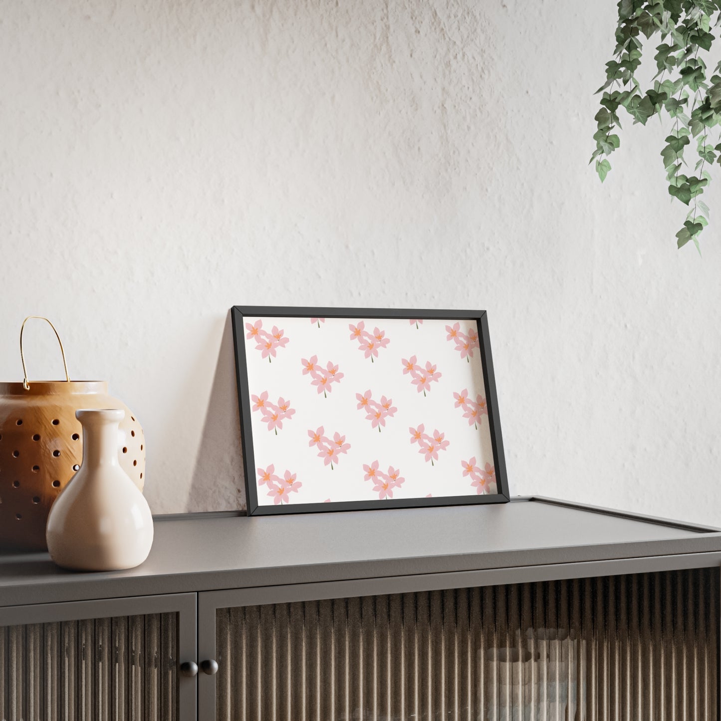 Floral Pink Blossom Poster (Framed) — Wooden Frame Wall Art