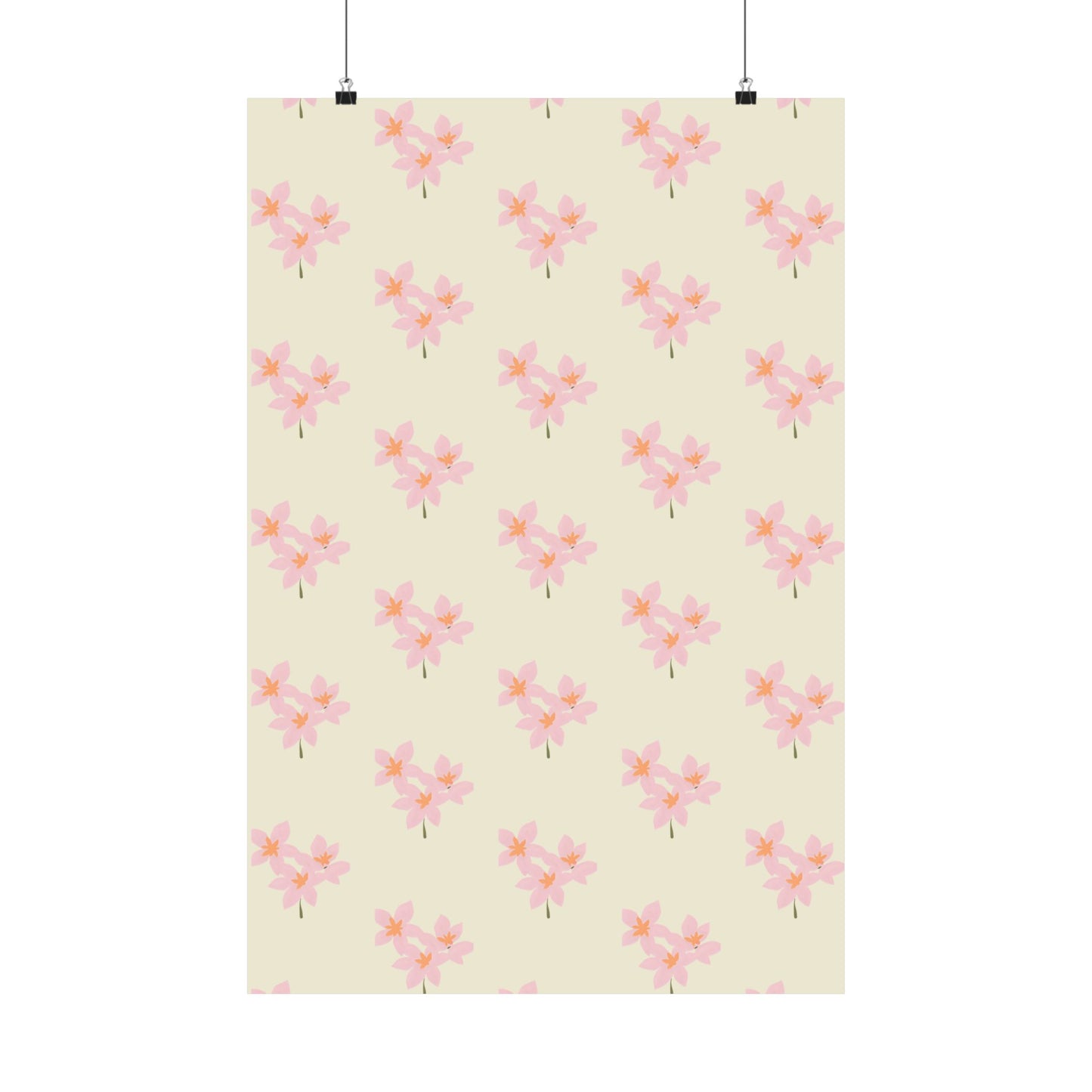 Floral Pink Blossom Matte Poster — Minimal Botanical Wall Art