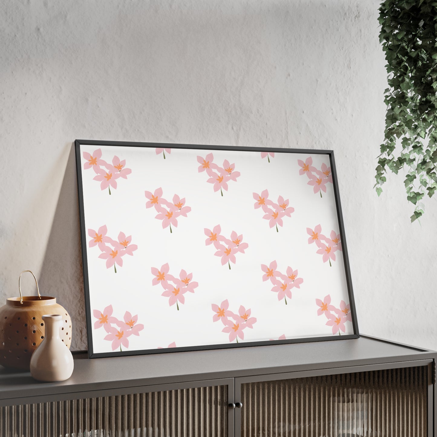 Floral Pink Blossom Poster (Framed) — Wooden Frame Wall Art