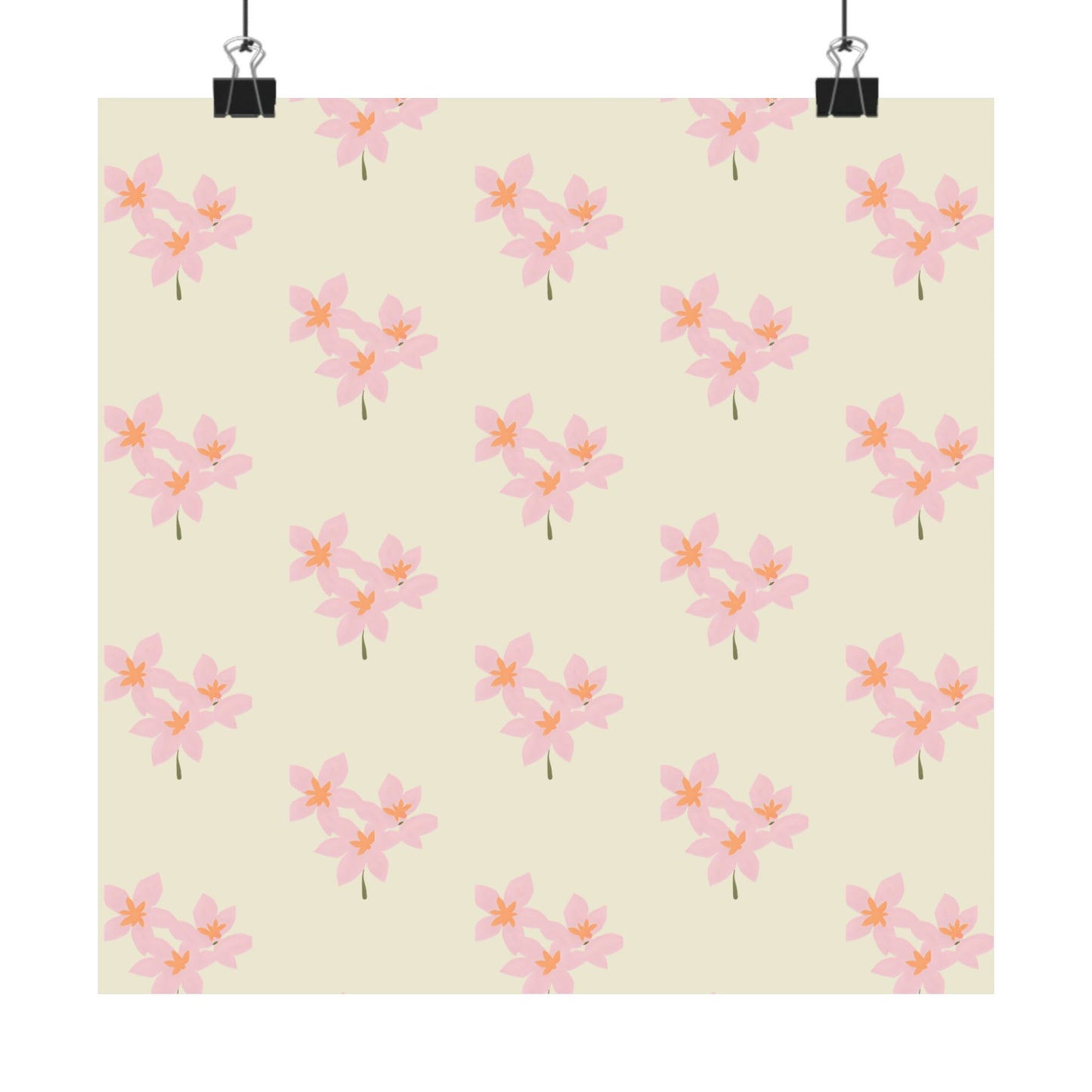 Floral Pink Blossom Matte Poster — Minimal Botanical Wall Art